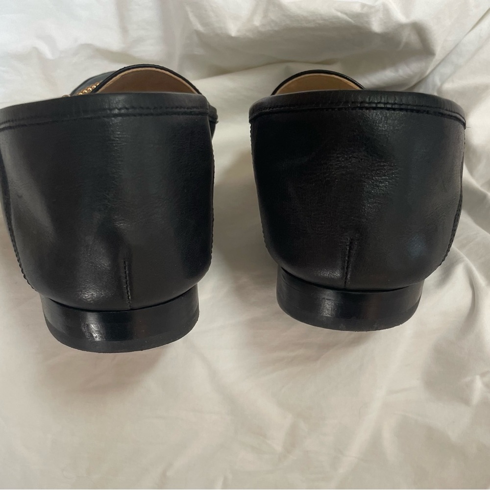 Black Leather Loafers with Gold Accent - Picture 3 of 6